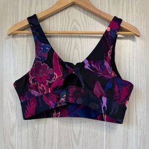 Women's Longline Twist Back Bra - All in Motion Black Tropical Floral L LNC